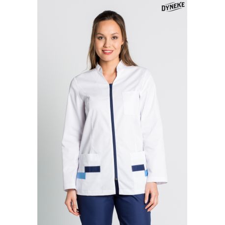 Chaqueta blanca en manga larga con detalles azules