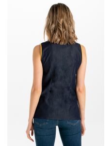 Chaqueta s/m denim estampado margaritas