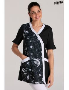 Levita negra estampada flor