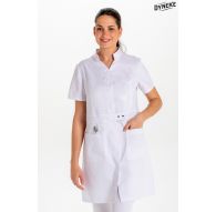 Bata larga cinturón manga corta blanca