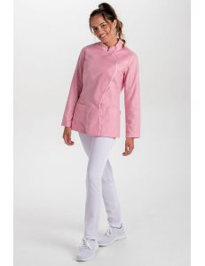 Chaqueta rosa cruzada vivo blanco