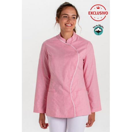 Chaqueta rosa cruzada vivo blanco