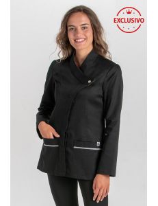 Chaqueta negra cruzada pico m/l