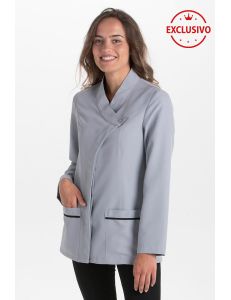 Chaqueta gris cruzada pico m/l