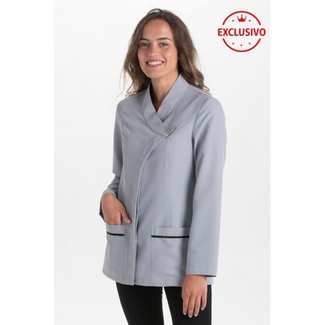 Chaqueta gris cruzada pico m/l