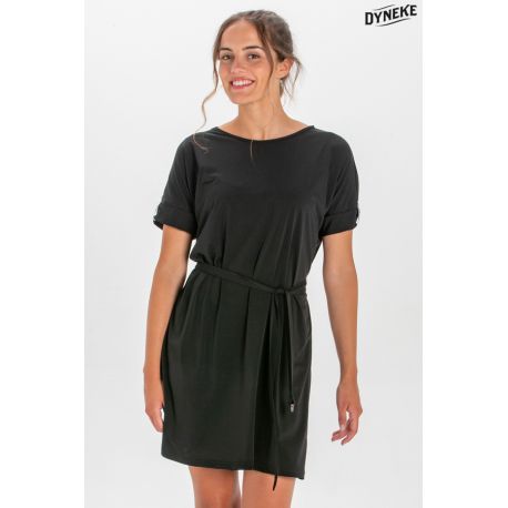 Vestido punto negro m/c trabilla cebra Dyneke