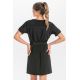 Vestido punto negro m/c trabilla cebra Dyneke