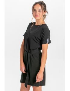 Vestido punto negro m/c trabilla cebra Dyneke