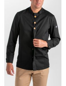 Chaqueta negro botón madera