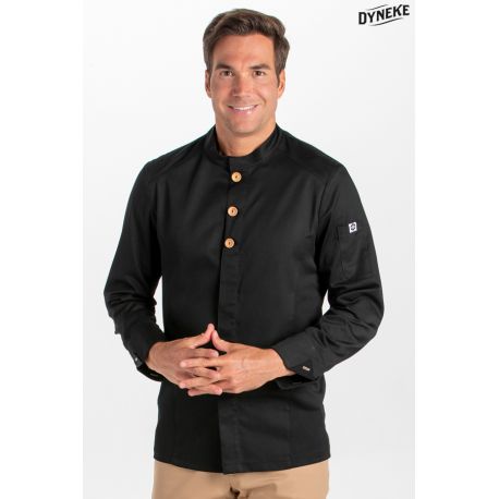 Chaqueta negro botón madera