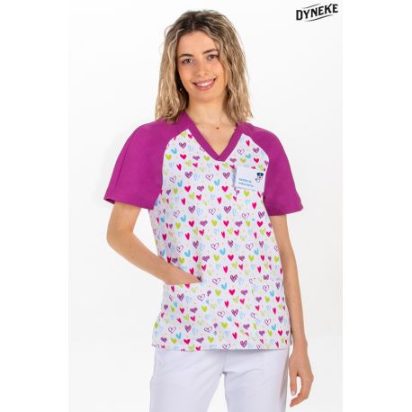 Pijama sanitario estampado corazones