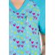 Pijama sanitario azul estampado corazones