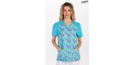 Pijama sanitario azul estampado corazones