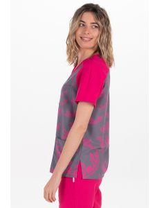 Blusón unisex fucsia estampado smile Dyneke