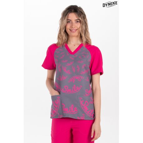 Blusón unisex fucsia estampado smile Dyneke