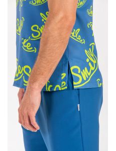 Pijama sanitario azul estampado smile