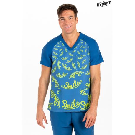 Pijama sanitario azul estampado smile