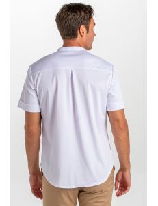 Camisa unisex blanca botón madera