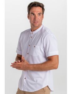 Camisa unisex blanca botón madera