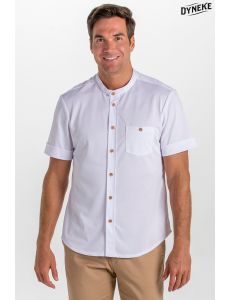 Camisa unisex blanca botón madera