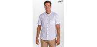 Camisa unisex blanca botón madera