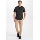 Camisa unisex negra botón madera