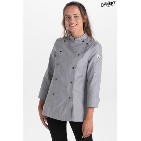 Chaqueta cocinera rejilla gris