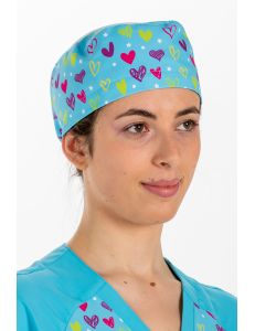 Gorro Sanidad unisex estampado corazones azul