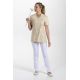 Chaqueta mujer asia beige m/c pespuntes