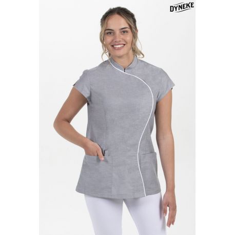 Chaqueta gris m/c cuello mao onda