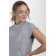 Chaqueta gris m/c cuello mao onda