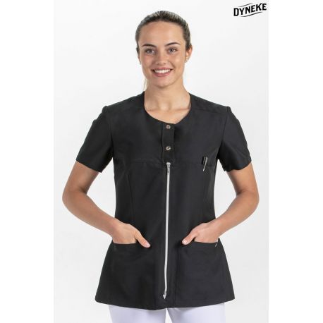 Chaqueta mujer m/c negra canesu corchete