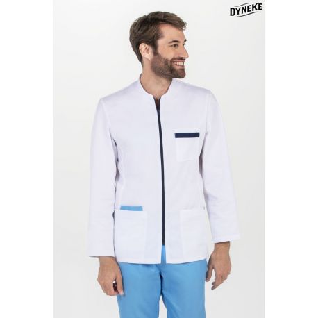 Chaqueta blanca en manga larga con detalles azules