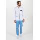 Chaqueta blanca en manga larga con detalles azules