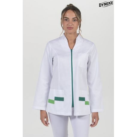 Chaqueta para sanidad, farmacia, comercio y estética en verde Dyneke