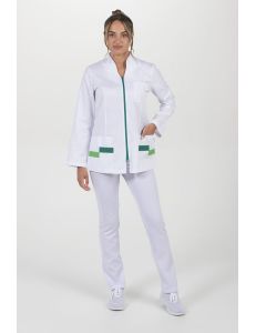 Chaqueta para sanidad, farmacia, comercio y estética en verde Dyneke