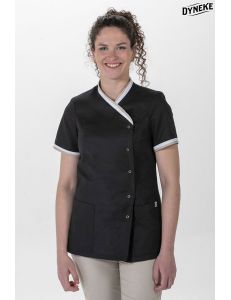 Chaqueta negra mujer cuello y mangas vivo 