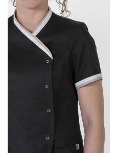 Chaqueta negra mujer cuello y mangas vivo 