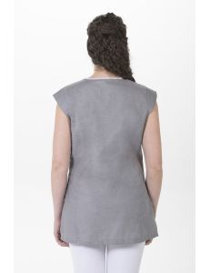 Casaca gris entallada vivo blanco