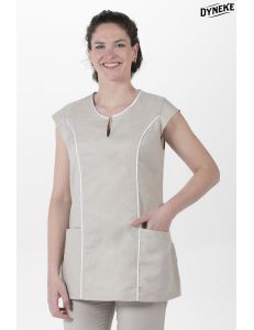 Casaca beige entallada vivo blanco