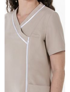 Chaqueta mujer m/c microfibra elástica beige