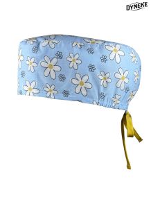 Gorro Sanidad unisex pelo corto flores blancas