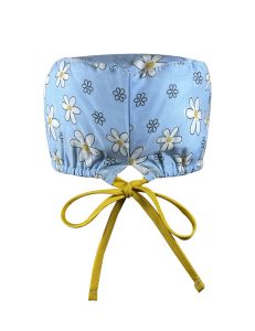 Gorro Sanidad unisex pelo corto flores blancas