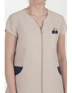 Chaqueta microfibra beige contraste marino