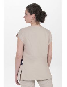 Chaqueta microfibra beige contraste marino