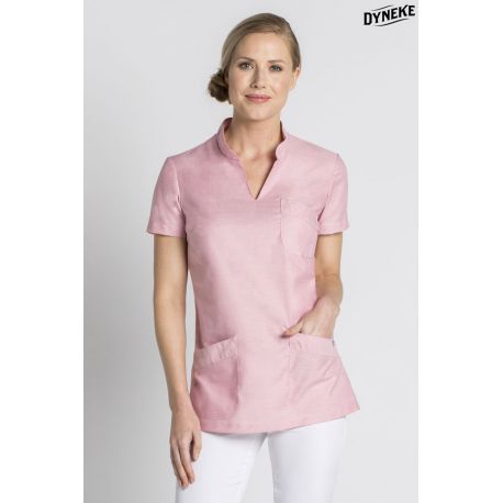 Blusón para sanidad rosa cuello mao Dyneke