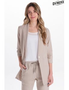 Levita mujer beige manga 3/4 fruncida