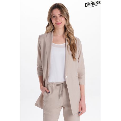 Levita mujer beige manga 3/4 fruncida