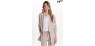 Levita mujer beige manga 3/4 fruncida
