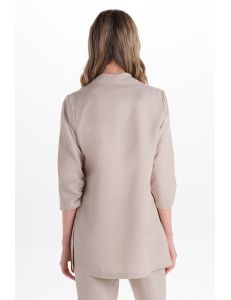 Levita mujer beige manga 3/4 fruncida